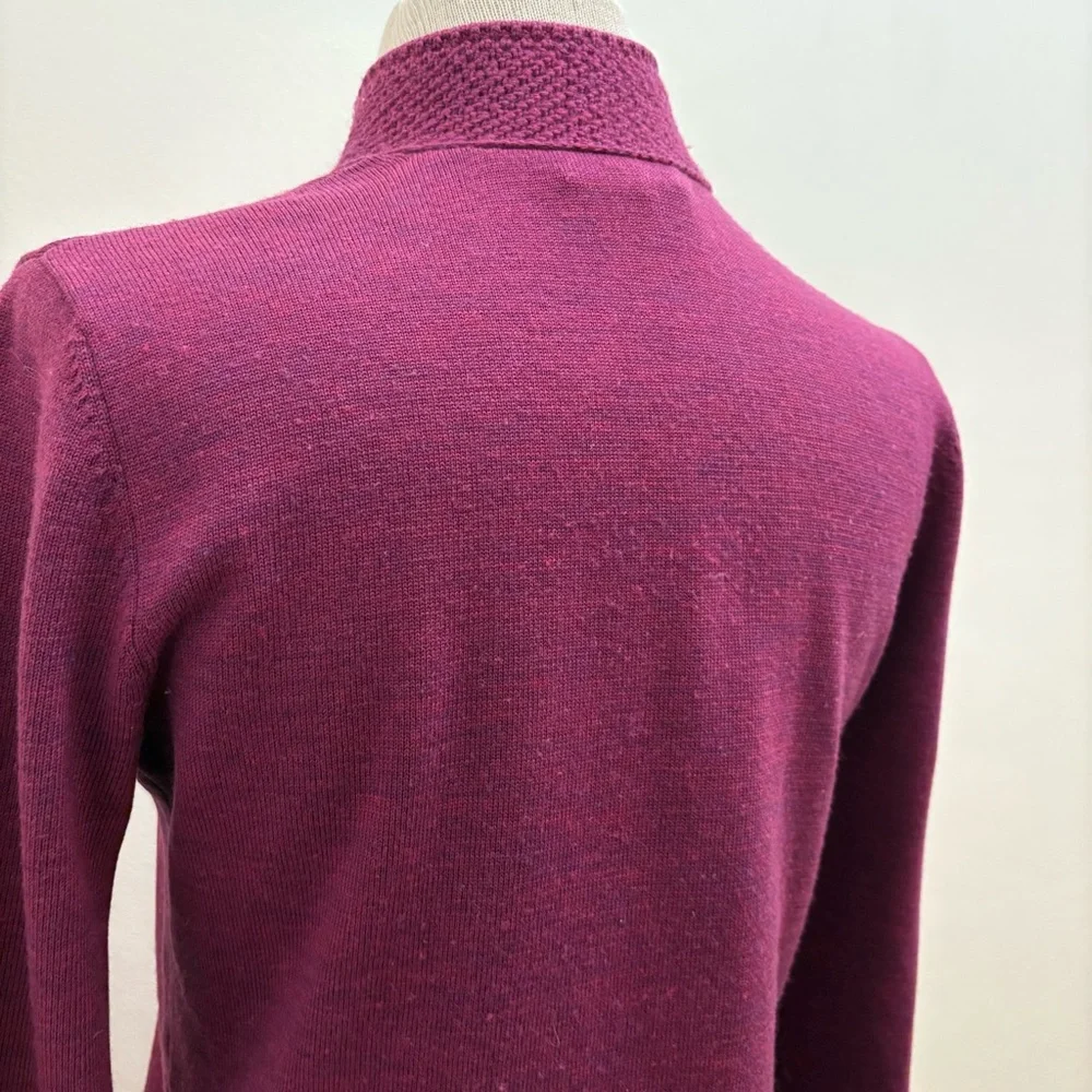Tory Burch Purple High Neck 100% Merino Wool Sweater Size Small Old Money Preppy